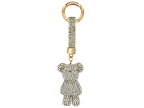 Multi-color Crystal Gold Tone Bear Keychain