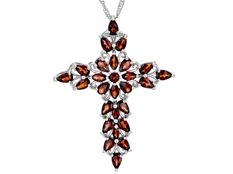 Red Garnet Rhodium Over Sterling Silver Pendant with Chain 5.15ctw