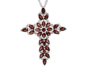 Red Garnet Rhodium Over Sterling Silver Pendant with Chain 5.15ctw