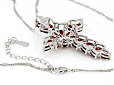 Red Garnet Rhodium Over Sterling Silver Pendant with Chain 5.15ctw