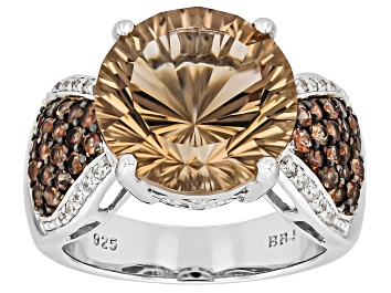 Picture of Champagne Quartz Rhodium Over Sterling Silver Ring 6.09ctw