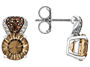 Champagne Quartz Rhodium Over Sterling Silver Earrings 3.49ctw