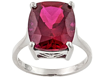 Picture of Lab Created Ruby Rhodium Over Sterling Silver Ring 6.07ct