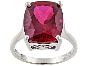 Lab Created Ruby Rhodium Over Sterling Silver Ring 6.07ct