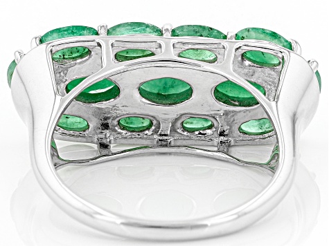 Sakota Emerald Rhodium Over Sterling Silver Ring 2.84ctw