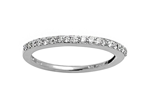 Diamond .25ctw Round Rhodium Over Sterling Silver Band.