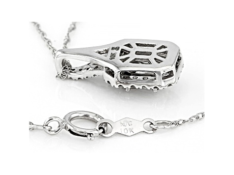 White Diamond 10k White Gold Pendant With 18" Rope Chain 0.40ctw