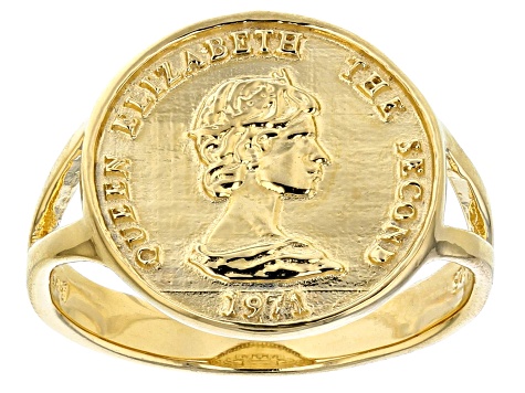 18k Gold Over Silver Coin Replica Ring - TVL007 | JTV.com
