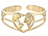 18k Yellow Gold Over Brass Heart Shape Globe Cuff