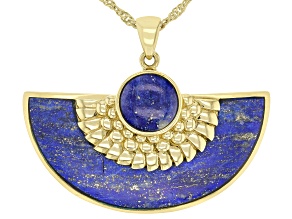 Lapis Lazuli 18k Yellow Gold Over Brass Pendant With Chain
