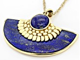 Lapis Lazuli 18k Yellow Gold Over Brass Pendant With Chain