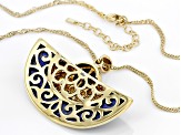 Lapis Lazuli 18k Yellow Gold Over Brass Pendant With Chain
