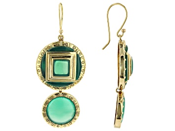 Picture of Green Onyx 18k Yellow Gold Over Brass Earrings