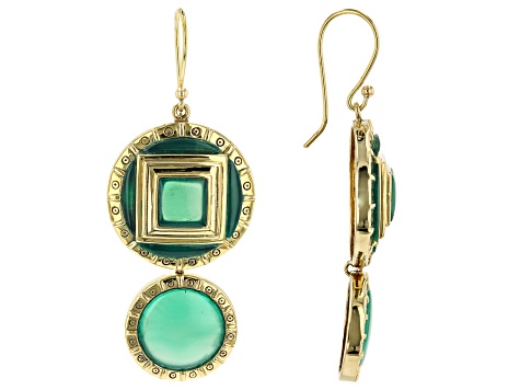 Green Onyx 18k Yellow Gold Over Brass Earrings