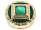 Green Onyx 18k Yellow Gold Over Brass Ring