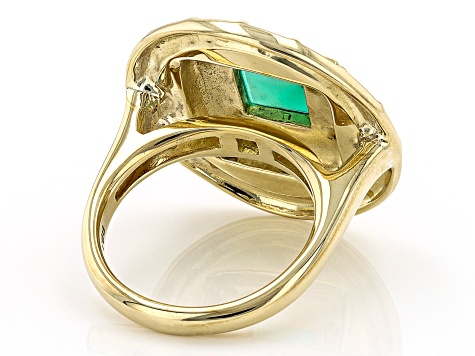 Green Onyx 18k Yellow Gold Over Brass Ring