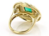 Green Onyx 18k Yellow Gold Over Brass Ring