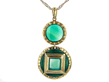 Picture of Green Onyx 18k Yellow Gold Over Brass Pendant With Chain
