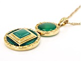 Green Onyx 18k Yellow Gold Over Brass Pendant With Chain