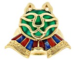 Green Onyx, Carnelian & Lapis Lazuli 18k Yellow Gold Over Brass Cat Ring