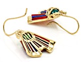 Green Onyx, Carnelian & Lapis Lazuli 18k Yellow Gold Over Brass Earrings