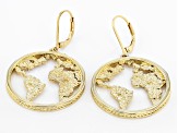 18k Yellow Gold Over Brass World Earrings