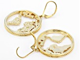 18k Yellow Gold Over Brass World Earrings