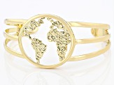 18k Yellow Gold Over Brass World Map Cuff Bracelet
