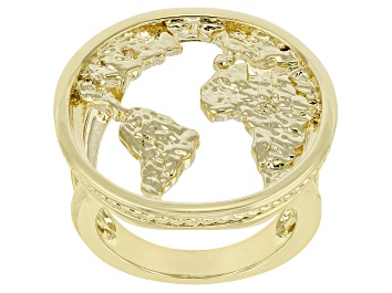 Picture of 18k Yellow Gold Over Brass World Map Ring