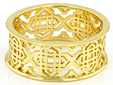18k Yellow Gold Over Sterling Silver Filigree Open Design Ring