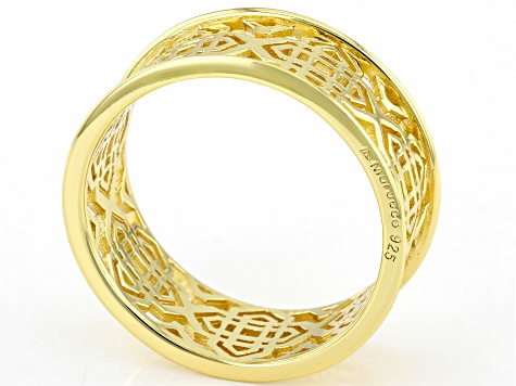 18k Yellow Gold Over Sterling Silver Filigree Open Design Ring