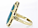 Blue Turquoise 18k Yellow Gold Over Brass Scarab Ring