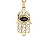 Brown Smoky Quartz 18k Yellow Gold Over Silver Hamsa Hand Pendant With Chain 1.41ct