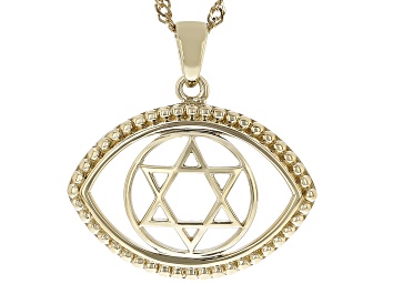 Picture of Evil Eye & Star of David 18k Yellow Gold Over Sterling Silver Pendant With Chain