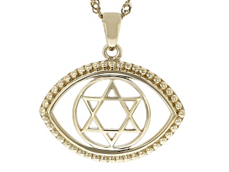 Evil Eye & Star of David 18k Yellow Gold Over Sterling Silver Pendant With Chain