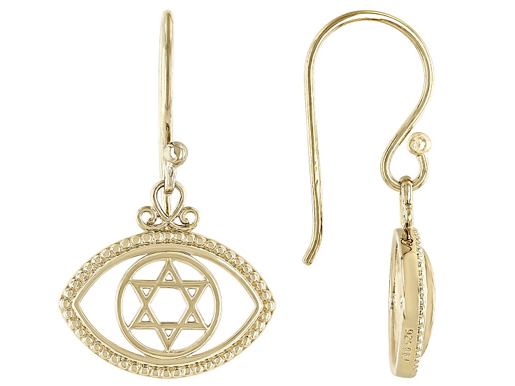 Evil Eye & Star of David 18k Yellow Gold Over Sterling Silver Earrings