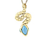 Blue Turquoise and Chrome Diopside 18k Yellow Gold Over Sterling Silver Snake Pendant