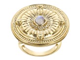 Rainbow Moonstone 18k Yellow Gold Over Brass Ring