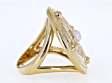 Rainbow Moonstone 18k Yellow Gold Over Brass Ring