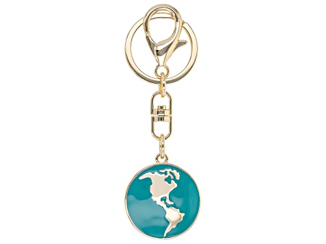 Gold Tone World Key Chain