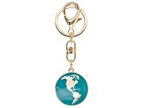 Gold Tone World Key Chain