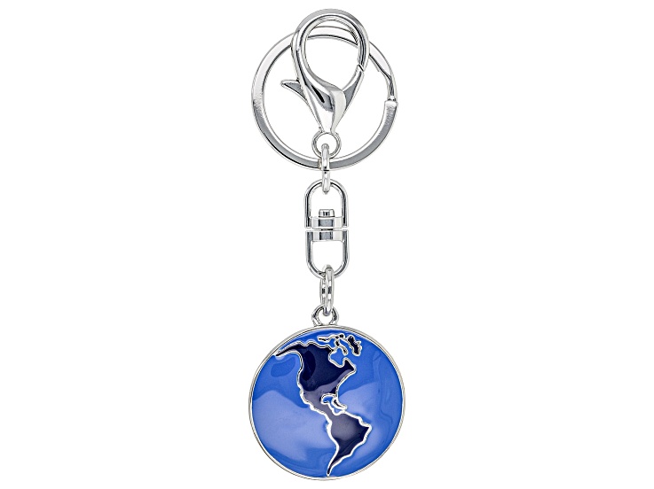 ★【DIESEL】 Holi C Logo Keyring Silver Crystal★ Women's Metal keyring with logo plaque | Silver | Diesel