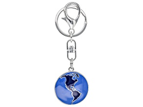 Silver Tone World Key Chain