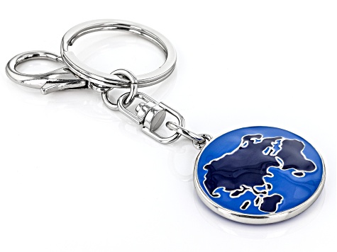 Silver Tone World Key Chain