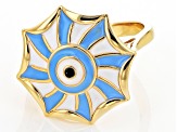 Blue & White Enamel 18k Yellow Gold Over Silver Ring