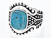 Blue Turquoise Rhodium Over Sterling Silver Ring