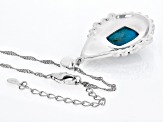 Blue Turquoise Rhodium Over Silver Pendant with Chain