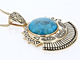 Blue Turquoise 18k Yellow Gold Over Brass Pendant