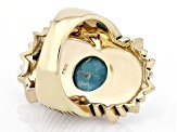 Blue Turquoise 18k Yellow Gold Over Brass Ring