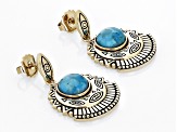 Blue Turquoise 18k Yellow Gold Over Brass Earrings
